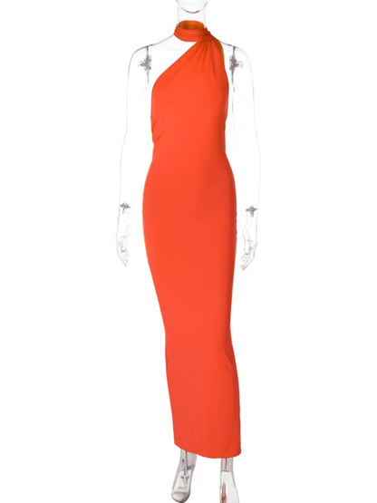 maoxiangshop Backless Maxi Dress Elegant Red Long Sleeve Sexy Ruched Bodyocn Evening Party Dress for Women Spring Slim Christmas Outfits