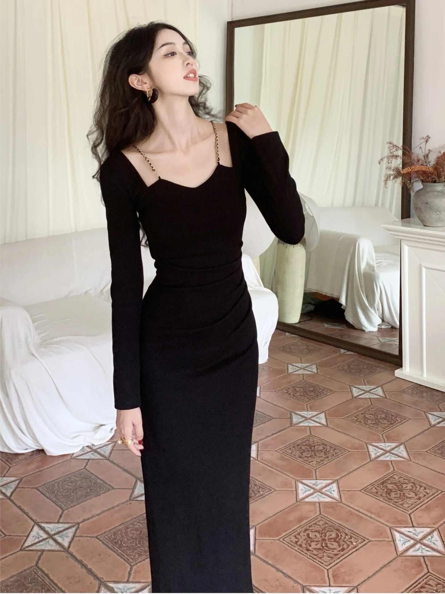 Women Sexy Bodycon Wedding Runway Party Dress Autumn Elegant Birthday Evening Prom Robe Spring Fashion Female Solid Clothing