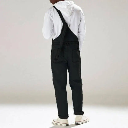 maoxiangshop Solid Color Jeans Overalls For Men Fashion Casual Suit High Waist Denim Jumpsuits Casual Oversized Pants Men Clothing Tracksuit