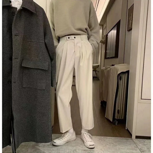 maoxiangshop Spring Summer New Solid Color Men's Clothing Silky Feeling Handsome Fashion Casual Trend Korean Version Youth Suit Pants