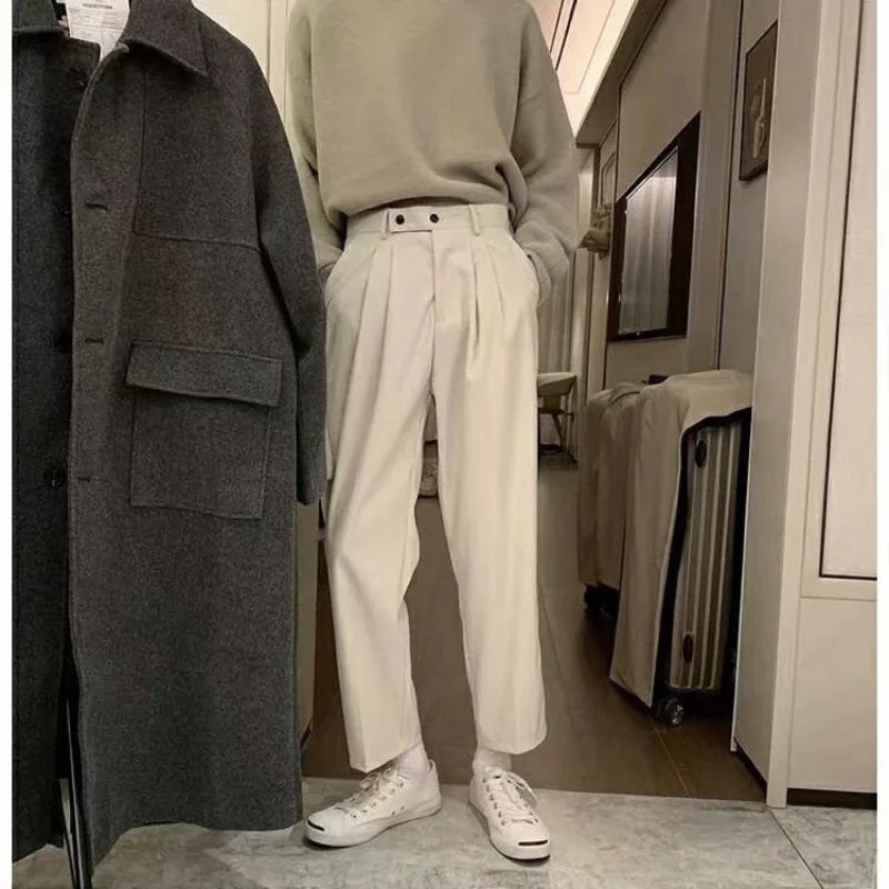 maoxiangshop Spring Summer New Solid Color Men's Clothing Silky Feeling Handsome Fashion Casual Trend Korean Version Youth Suit Pants