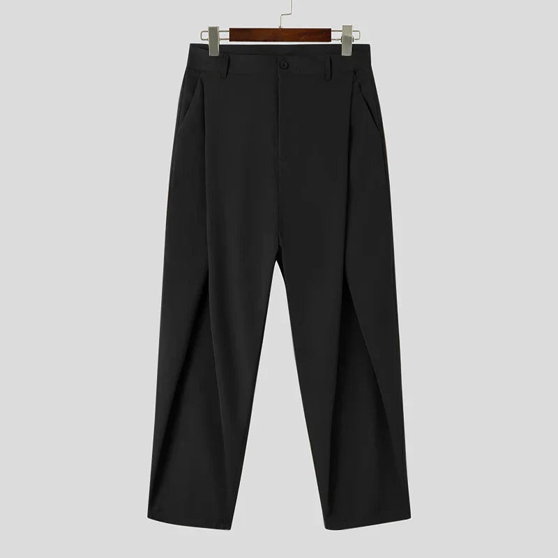 maoxiangshop Fashion Well Fitting Men's Cross Pleated Pants Fashion Casual Hot Sale Male Solid Comfortable High Waist Trousers S-5XL