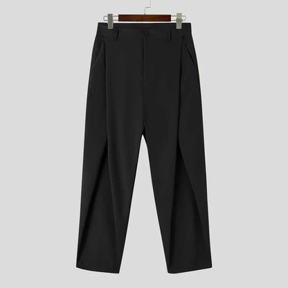 maoxiangshop Fashion Well Fitting Men's Cross Pleated Pants Fashion Casual Hot Sale Male Solid Comfortable High Waist Trousers S-5XL