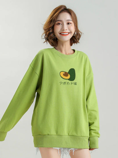 Cotton Women's Cartoon Print Harajuku Hoodies Sweatshirts Winter Long Sleeve O-Neck Loose Pullovers Tracksuit