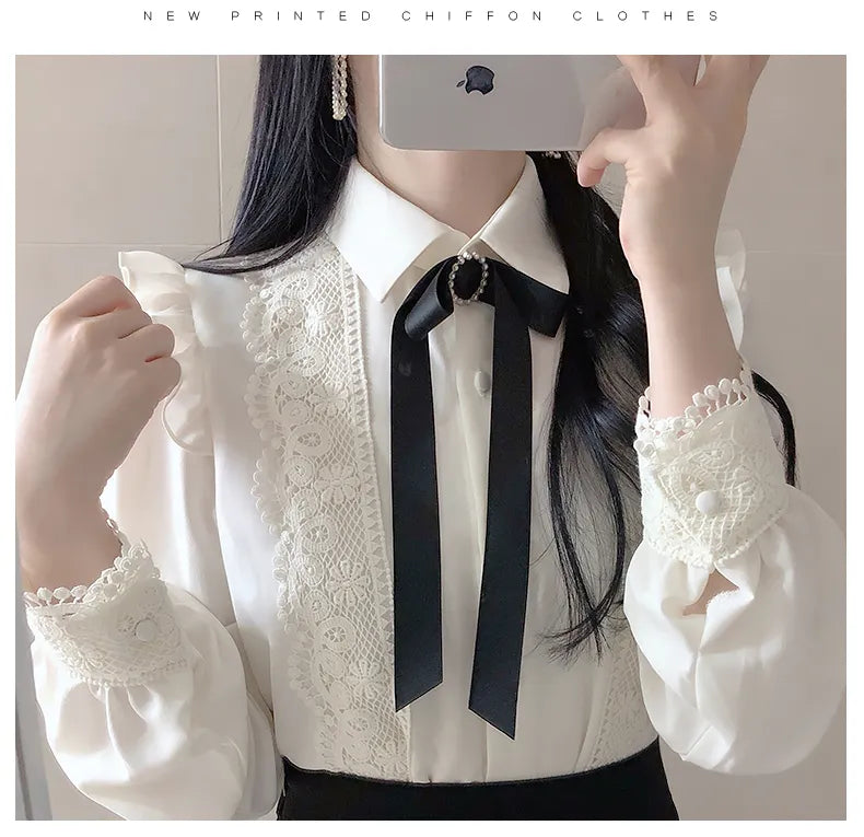 maoxiangshop Women Cute Sweet Girls Preppy Style Tops Blouses Formal FLHJLWOC Office Lady Basic White Button Shirts