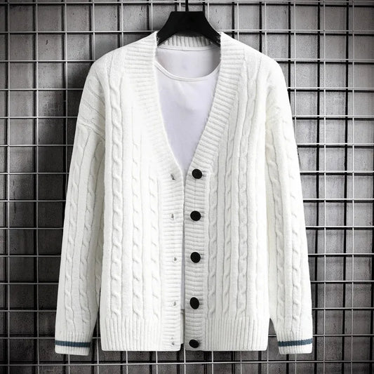 maoxiangshop Autumn Men's Sweater Cardigan Slim Fit Single Breasted Solid Color Knitted Cardigan Men Causal Sweatercoat Mens Clothing