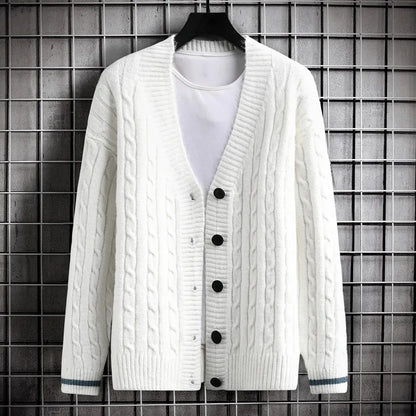 maoxiangshop Autumn Men's Sweater Cardigan Slim Fit Single Breasted Solid Color Knitted Cardigan Men Causal Sweatercoat Mens Clothing