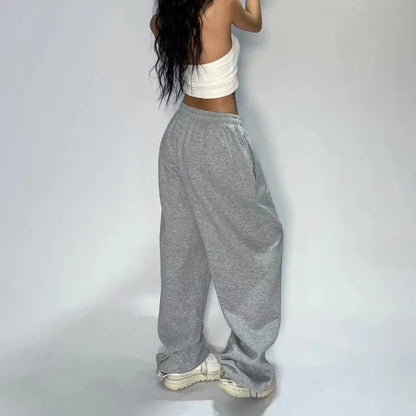 Casual Gray Sweatpants Women Wide Leg Black Joggers Classic Baggy Streetwear Female Oversized Sports Trousers All-match
