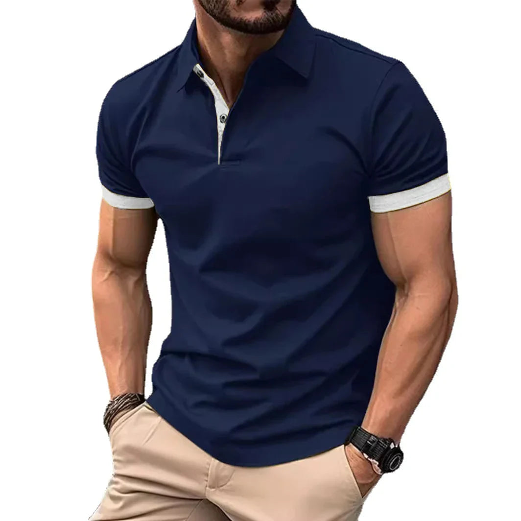 maoxiangshop Summer Men Polo Shirts Men Short Sleeve Shirt Contrast Color Lightweight Streetwear Casual  Lapel Collar Tops