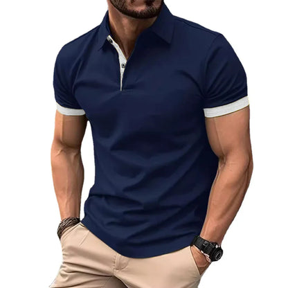 maoxiangshop Summer Men Polo Shirts Men Short Sleeve Shirt Contrast Color Lightweight Streetwear Casual  Lapel Collar Tops