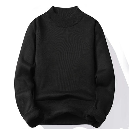 maoxiangshop Men's Pullover Soft Sweater Winter Velvet Shirts Brand Clothing Knitted Fleece Warm Cold Blouse Slim Fit Bottom Shirts