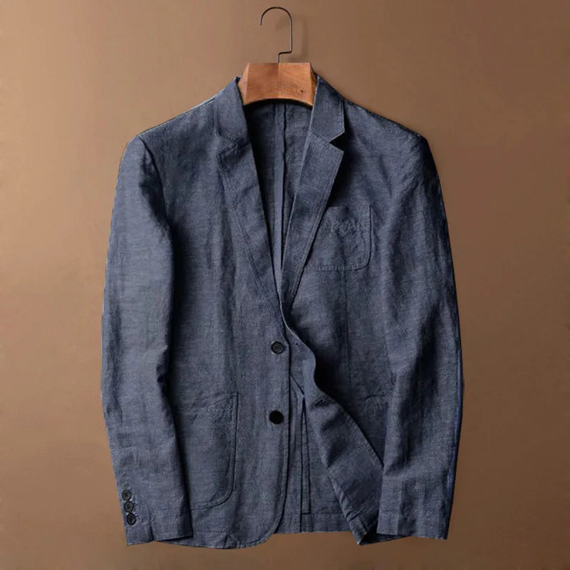maoxiangshop Man Blazer Thin Linen Blazer Mens Summer White Single Suit For Men Cotton Sunscreen Blazer Jacket Men Slim Fit Casual New
