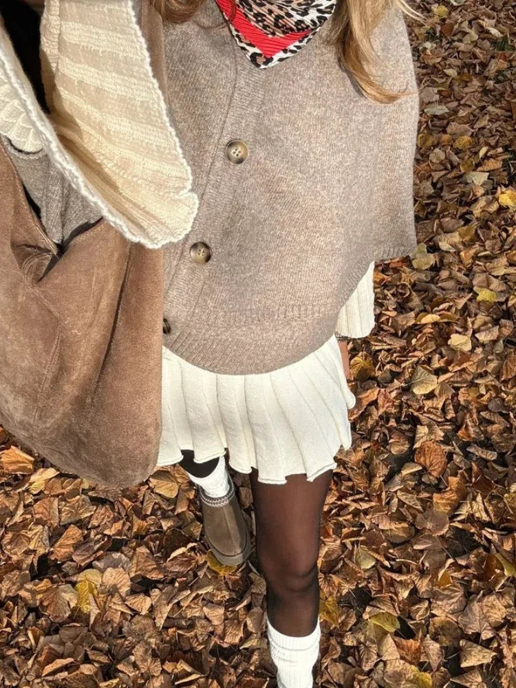 maoxiangshop  -  Chic Knitted Cape Cardigan Women Casual Solid Single-Breasted O-neck Sweaters Female Autumn Loose Versatile Simple Knitwear