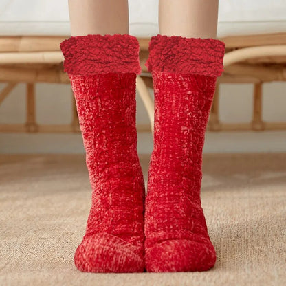 maoxiangshop Thickened Winter Woven Thermal Cashmere Socks Floor Socks Women's Carpet Home Plus Socks Velvet Sleep Socks Slippers Leg Cover