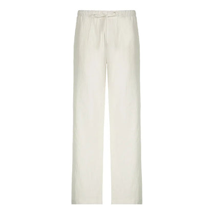 Casual Basic White Pants Women Baggy Low Waist Straight Trousers Solid Color Thin Wide Leg Pantalones Ladies Summer