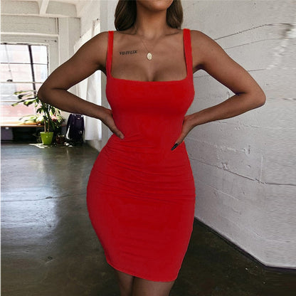 Summer Dress Women 2022 color design Casual Sleeveless Mini Sexy Bodycon Club low neck Dresses robe femme vestidos clothes Tops