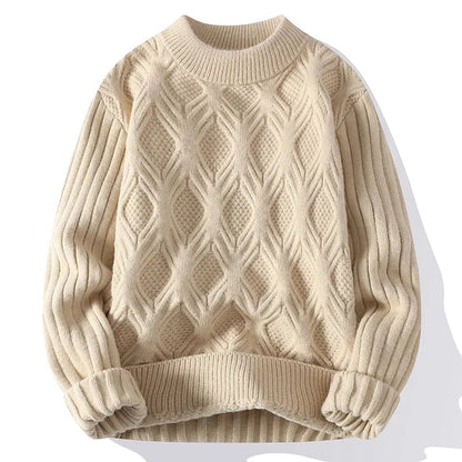 maoxiangshop Autumn Winter Knitted Sweaters Men Fashion Casual Knitting Clothing O Neck Blue Black Pullovers Mens Warm Solid Sweater Man