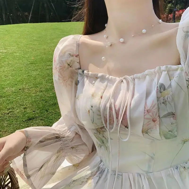 Spring/Summer Fashion New Long Sleeved Chiffon Dress Fairy Girl Forest Style Gentle French First Love Dresses Female Clothing