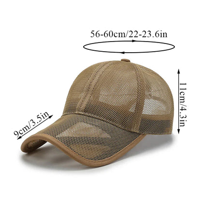maoxiangshop Summer Full Mesh Baseball Cap Unisex Trucker Cap Trucker Caps Men Fishing Hat Quick Dry Golf Running Hat Adjustable Snapback Hat