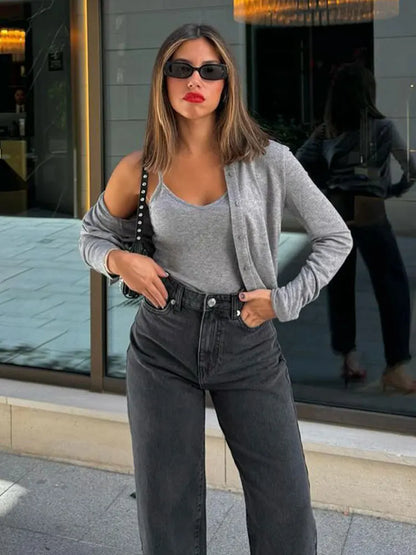 maoxiangshop Elegant Solid Slim Sweater Cardigan Women Fashion Lapel Single Breasted Knit Top 2023 Autumn Chic Office Lady Street Knitwear