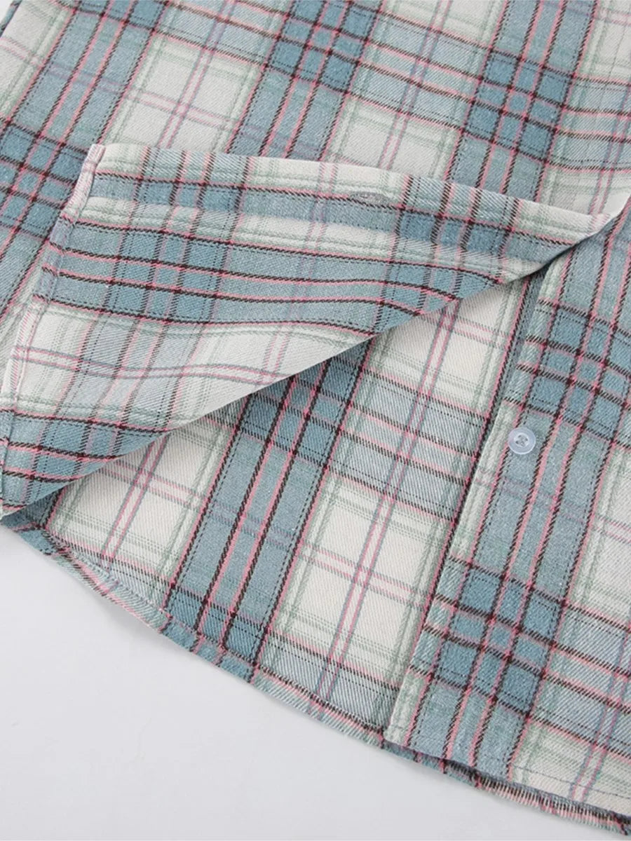 maoxiangshop  -  2024 New Classic Plaid Blouse Women Casual Long Sleeve Turndown Collar Shirts Autumn Spring Simple Fashion Blouse Outerwear Lady