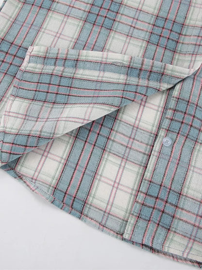 maoxiangshop  -  2024 New Classic Plaid Blouse Women Casual Long Sleeve Turndown Collar Shirts Autumn Spring Simple Fashion Blouse Outerwear Lady