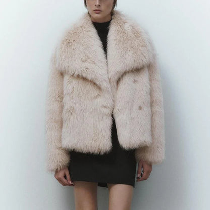 maoxiangshop  -  Chic Ins Blogger Brand Fashion Fake Fox Fur Jacket Coat Women 2024 Winter Luxury Design Big Collar Fur Coats Cool Girls Overcoat