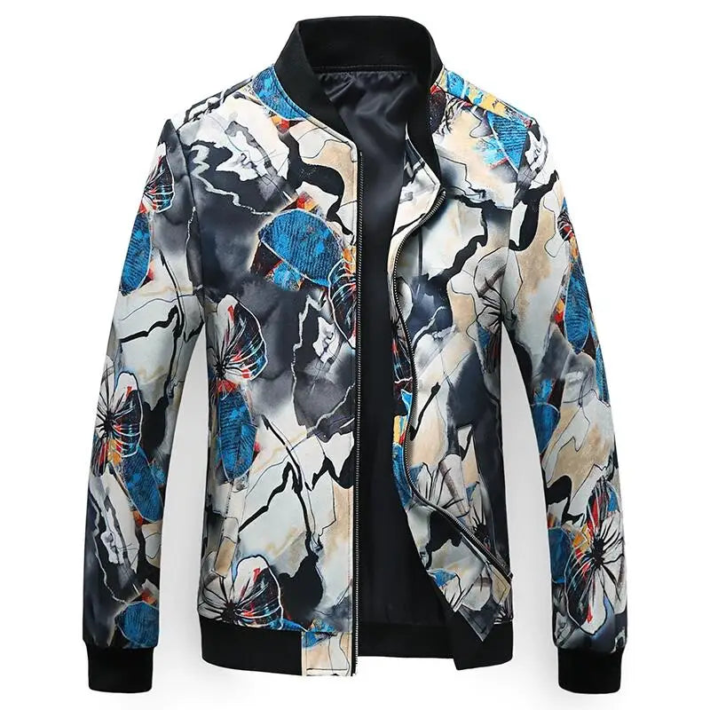 maoxiangshop Plus Size 6XL-M 2024 Autumn New Printed Jacket Fashion Slim Fit Mens Casual Bomber Jacket Cardigan Zipper Coats Windbreaker Coat
