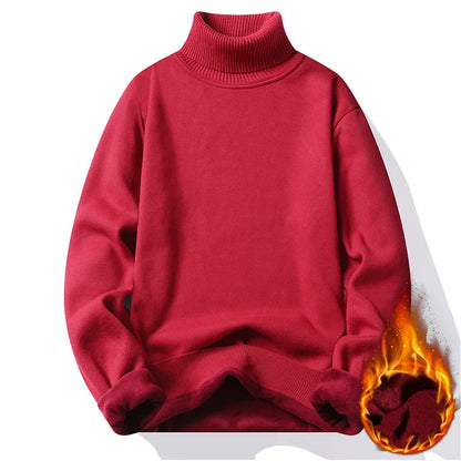 maoxiangshop Autumn Winter Men's Turtleneck Sweater Men's Knitting Pullovers Rollneck Knitted Sweater Warm Men Jumper Slim Fit Casual Sweater