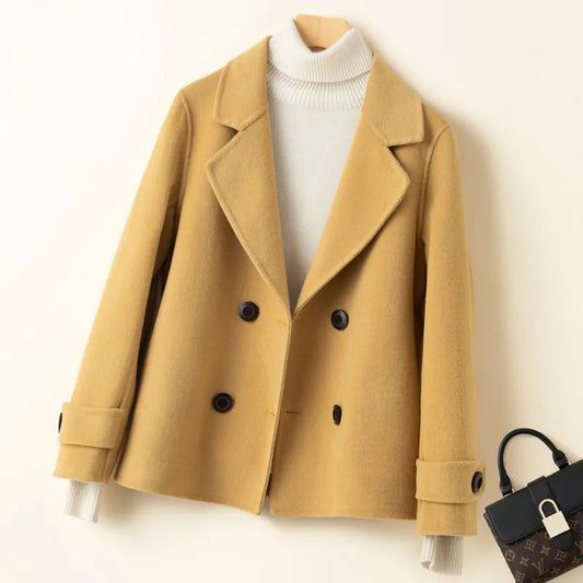 maoxiangshop New Autumn And Winter Pure Wool Double Sided Cashmere Coat Jacket High End Wool Fabric Coat Versatile Women's Top