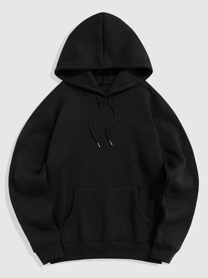 maoxiangshop Hoodie for Men Solid Fleece-lined Sweatshirts Unisex Streetwear Pullover Fall Winter Hooded Jumper Basic Sweats
