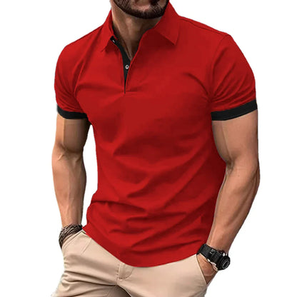 maoxiangshop Summer Men Polo Shirts Men Short Sleeve Shirt Contrast Color Lightweight Streetwear Casual  Lapel Collar Tops