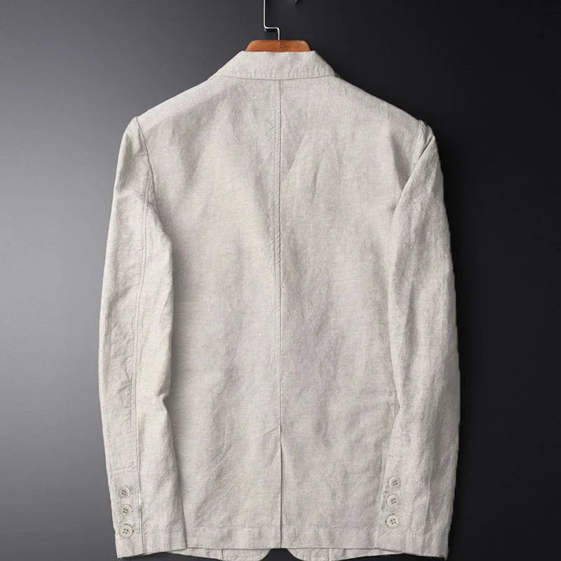 maoxiangshop Man Blazer Thin Linen Blazer Mens Summer White Single Suit For Men Cotton Sunscreen Blazer Jacket Men Slim Fit Casual New
