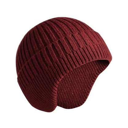 maoxiangshop Solid Knitted Hat Winter Imitation Rabbit Fleece Hats for Men Warm Ear Caps Autumn Beanie Hat Men's Winter Cap