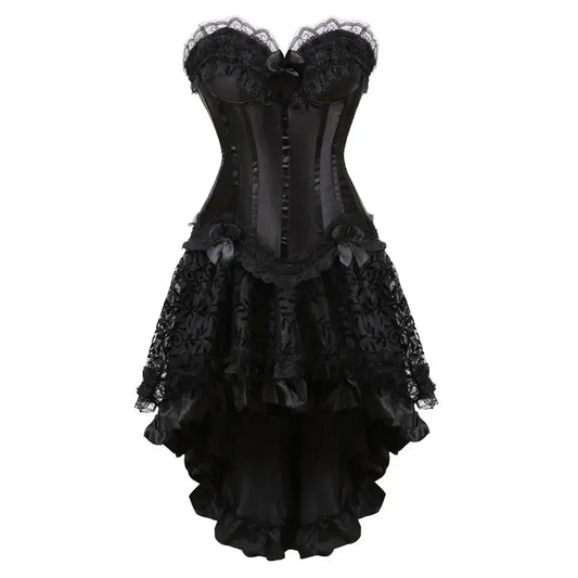 maoxiangshop  -  Corset Dress Steampunk Push Up Korsage Sexy Slimming Padded Corsetto Vintage Bustiers with Skirt Dance Party Costumes