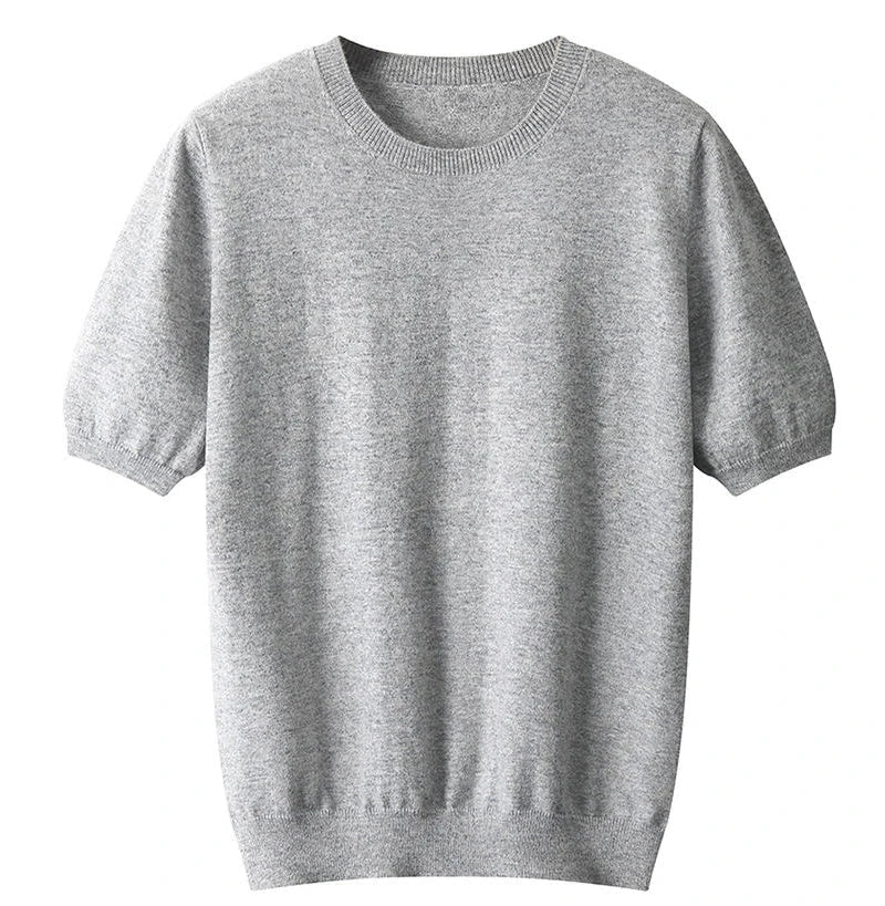 maoxiangshop Korean Superfine Merino Cashmere T-shirt Men Base Layer Merino Shirt Wicking Breathable Short T-shirt Luxury Clothing Big Size