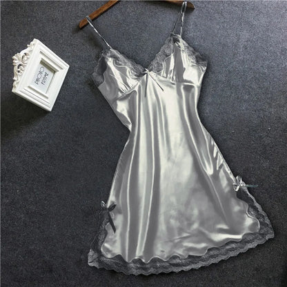 Lace Patchwork Camisola Lingerie Nighty Wedding Silk Dress 2022 Sleep Wear Nightdress Clothes Women Nightgowns Sexy Nightwear