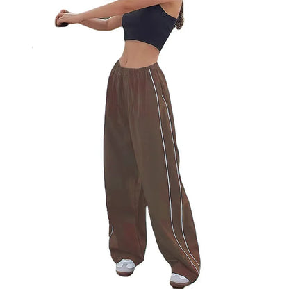 Y2K women vintage Baggy Cargo Pants for Women Drawstring Elastic Low Waist Parachute Pants Sweatpants Loose Hippie Pant Trousers