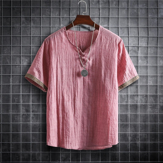 maoxiangshop M-5XL Plus Size Summer Men's Shirts Plain Color Korean Fashion Men Short Sleeve Hawaii Short Sleeve Shirt Light Weight Clothing