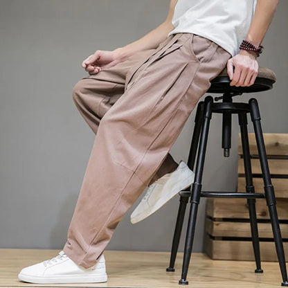 maoxiangshop Spring Cotton Linen Pants Men Elastic Waist Casual Harem Pant Loose Sweatpants Traditional Chinese Trousers pantalons homme