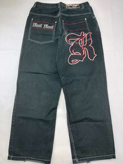 Retro Butterfly Print Y2K Denim 2021 New Straight Leg Jeans high Waisted Grunge Vintage Cargo Trousers Harajuku Fashion Pants