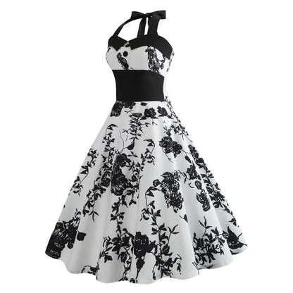 maoxiangshop Casual Floral 50s 60s Retro Vintage Dress Women Robe Rockabilly Swing Pinup Vestido Sexy Elegant Dress Vestidos