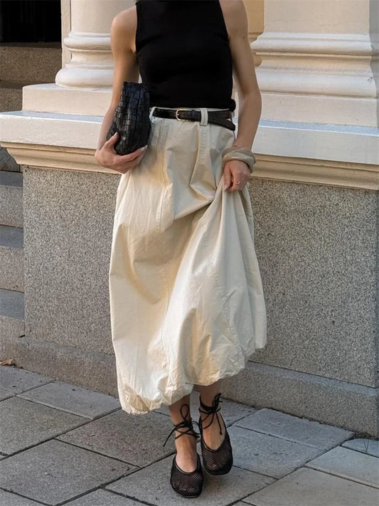 maoxiangshop  -  Autumn High Waist Fashion Long Skirt Women's Slim Solid Elegant Commute Streetwear Loose Casual Ladies Maxi Skirt 2025 New