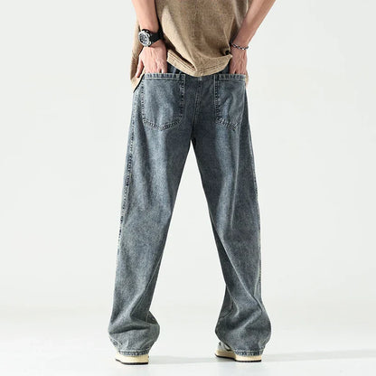 maoxiangshop Baggy Jeans Men Oversize Pants Loose Fit Wide Leg Trousers For Men Blue Streetwear Casual Korean Style Denim New Jeans Kpop