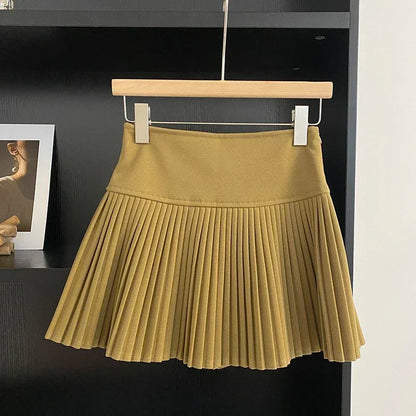 maoxiangshop Preppy Style Mini Skirt Women High Waist A-line Bow Female Pleated Skirts with Shorts Korean Fashion Autumn Skirts