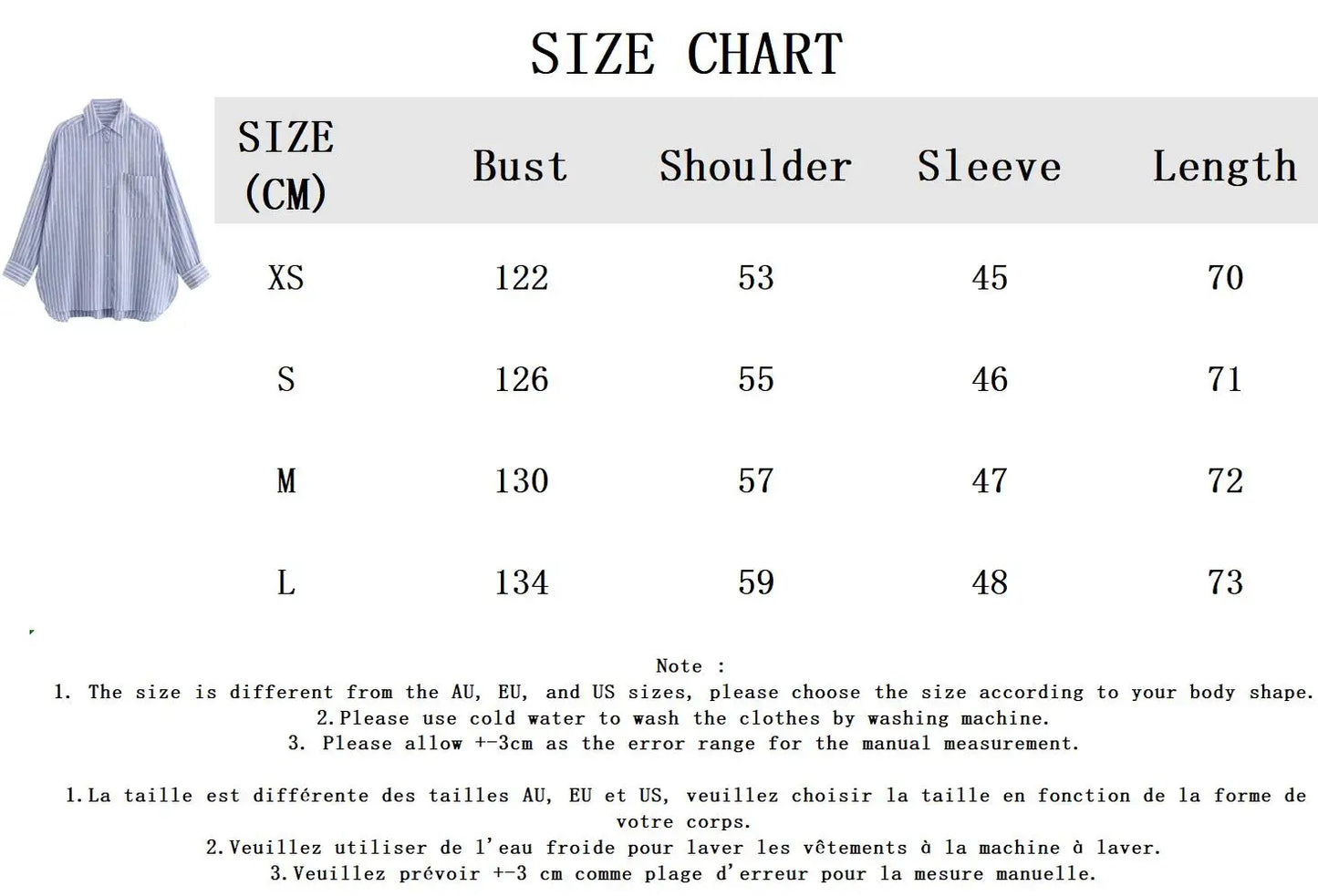 maoxiangshop  -  Striped Pocket Blouses Women 2024 New Single Breasted Long Sleeve Blouse Female Autumn Casual Simple Thin Lapel Collar Shirts