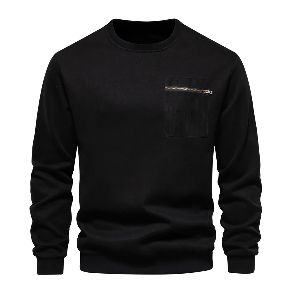 maoxiangshop High Quality Cotton Sweatshirt for Men Zipper Pocket Mens Sweatshirts Casual Sport Men Clothing Pullover Men