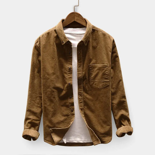 maoxiangshop Autumn Men Shirt Long Sleeve Regular Fit Mens Casual Shirt Thick Solid Color Men's Shirts With Pockets Male Coat MY846