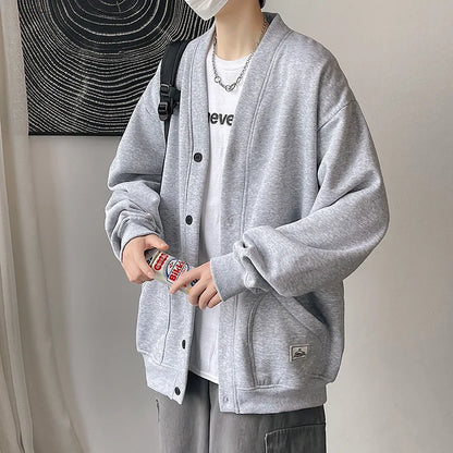 maoxiangshop New Solid Fashion Cardigan Men's Knit Winter Coats Business Casual Jackets Male Tops Man Coat Size M-5Xl Knitwear 2 Colors