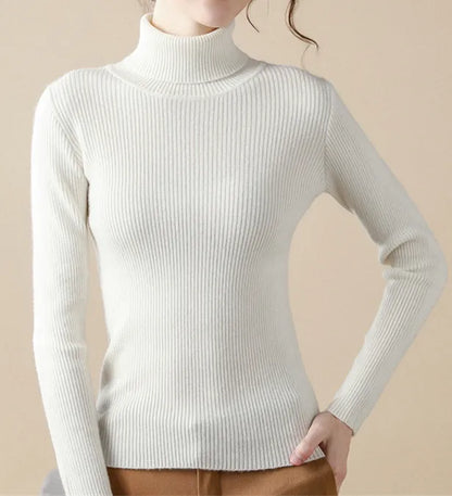 maoxiangshop Women Fall Turtleneck Sweater Knitted Soft Pullovers Cashmere Jumpers Basic Soft Sweaters For Women Autumn Winter